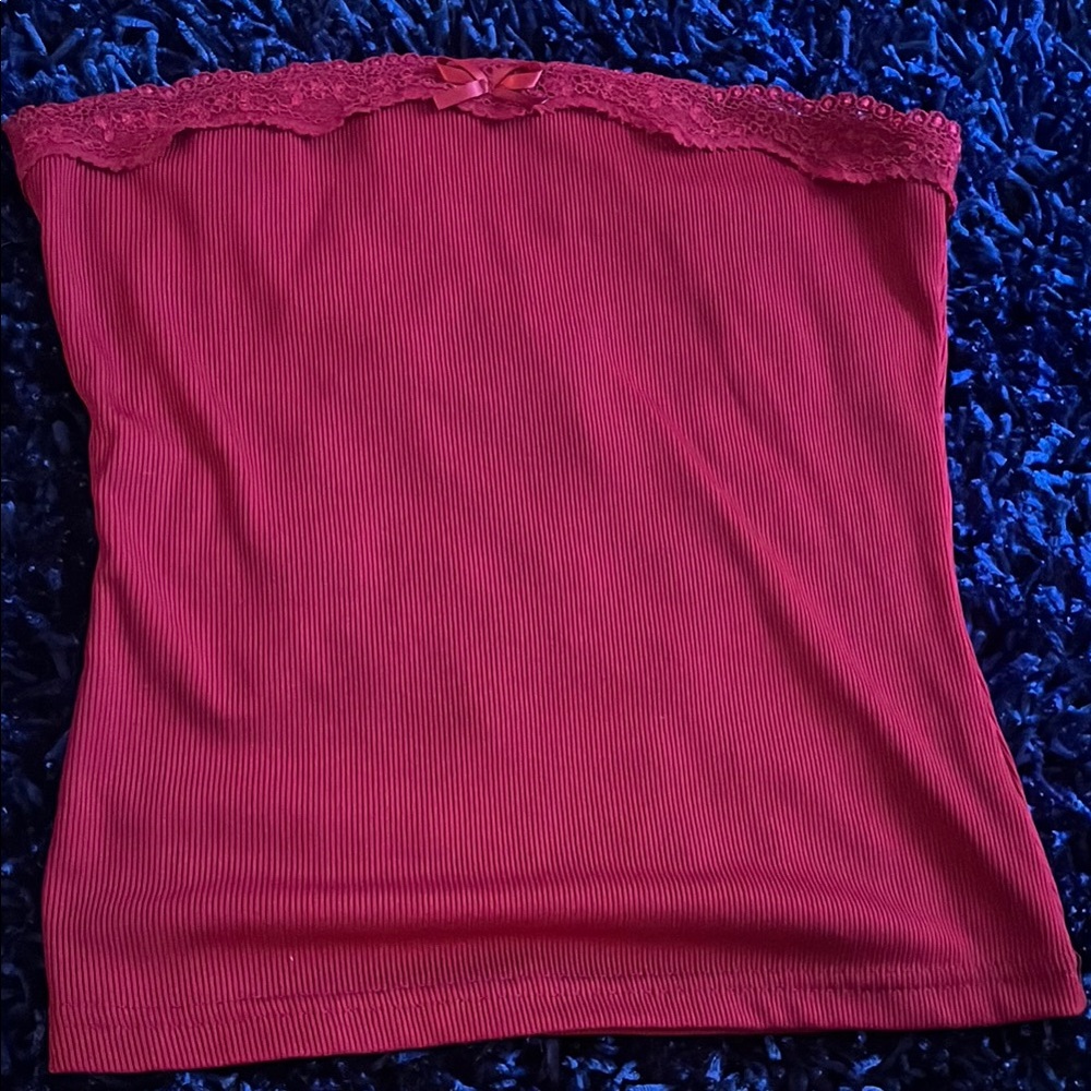 Red Lace Trim Tube Top